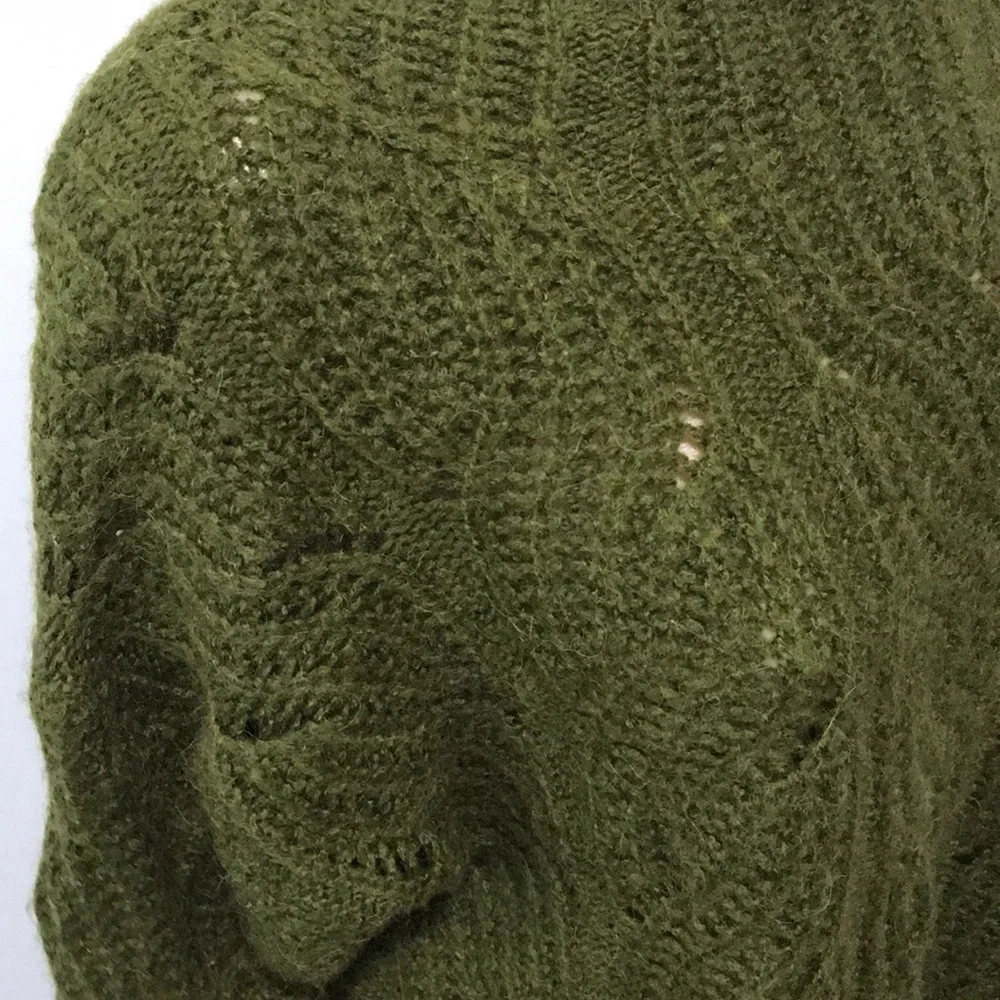 J. Crew Pointelle Cable Sweater Alpaca Moss Green